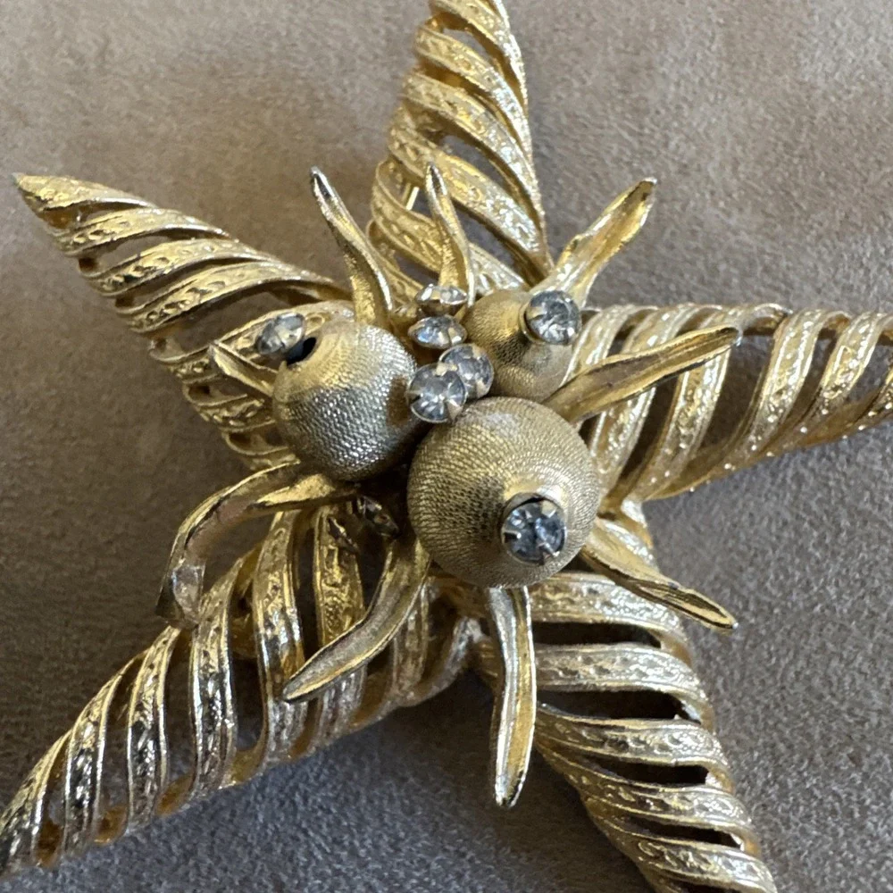 Coro Craft Vintage Gold Tone Large Starfish Star Brooch EUC Large
